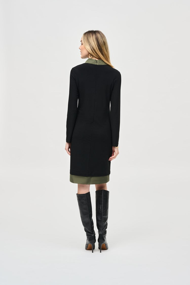 Silky Knit Trapeze Dress - Black/iguana