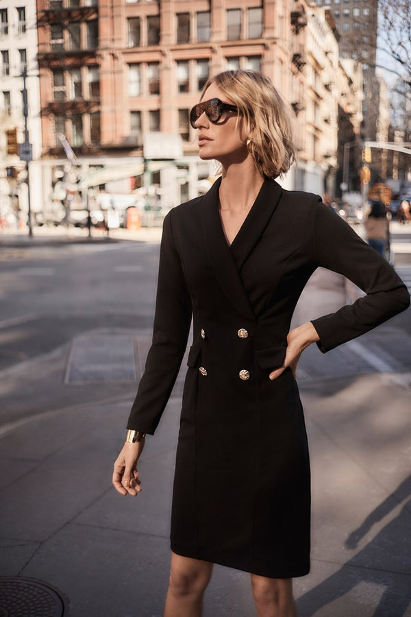 Scuba Crepe Blazer Dress - Black