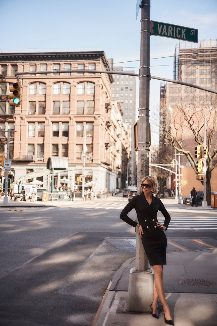 Scuba Crepe Blazer Dress - Black