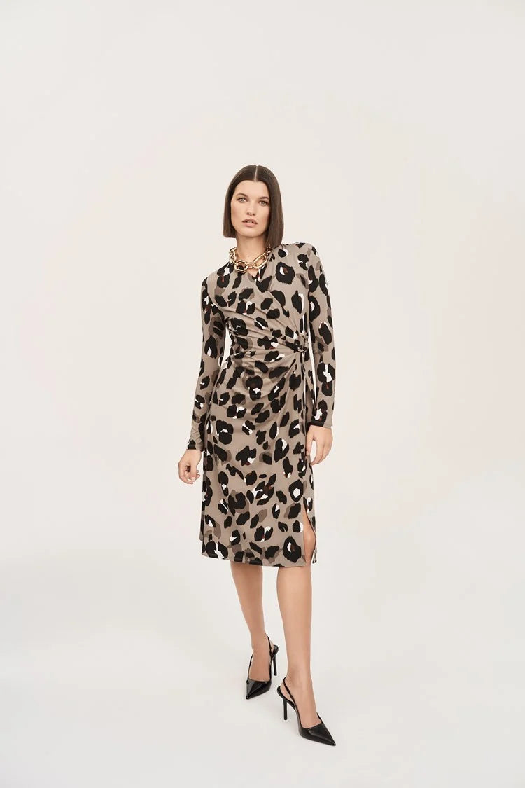 Animal Print Wrap Dress - Black/multi