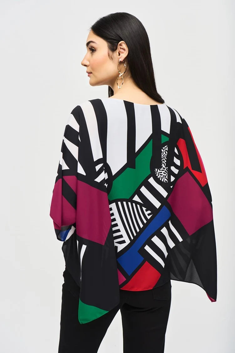 Georgette Poncho Top - Vanilla Multi