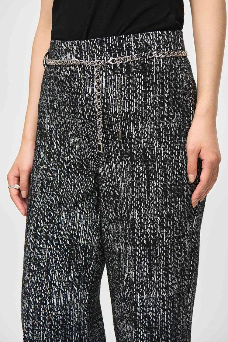 Wide-Leg Pull-On Pants - Black/off White