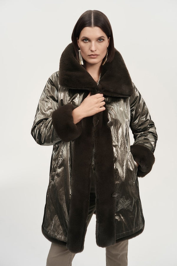 Reversible Faux Fur Coat - Taupe