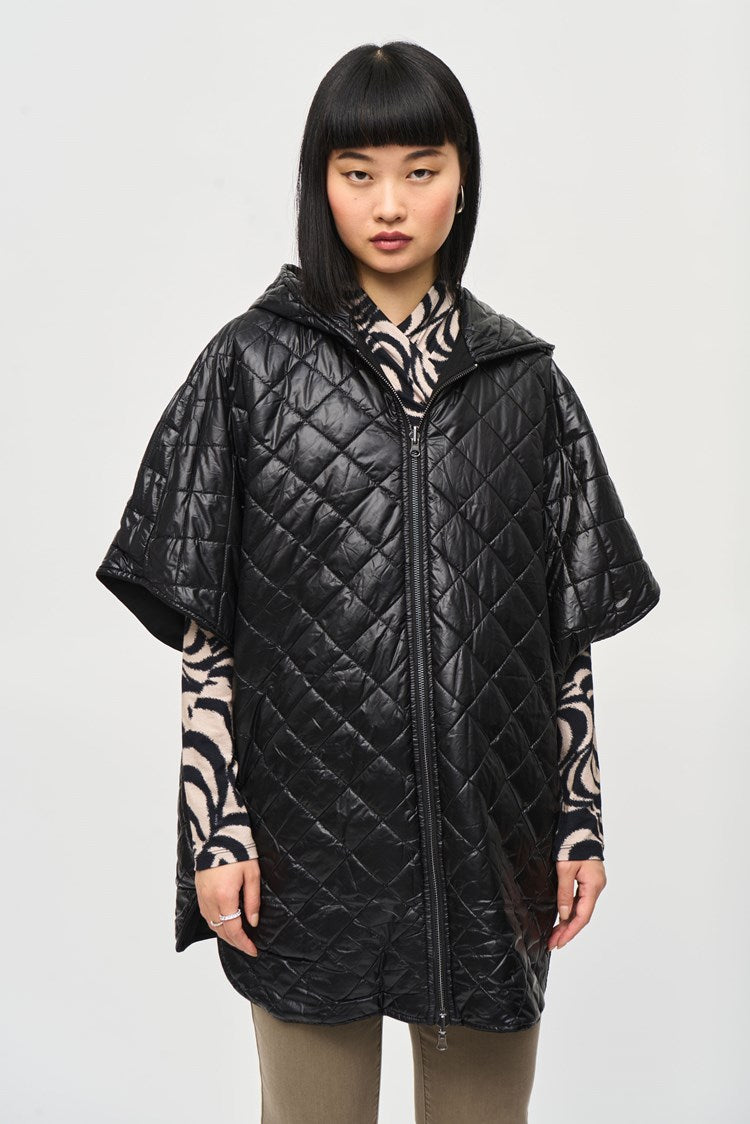 Reversible Hooded Cape - Black