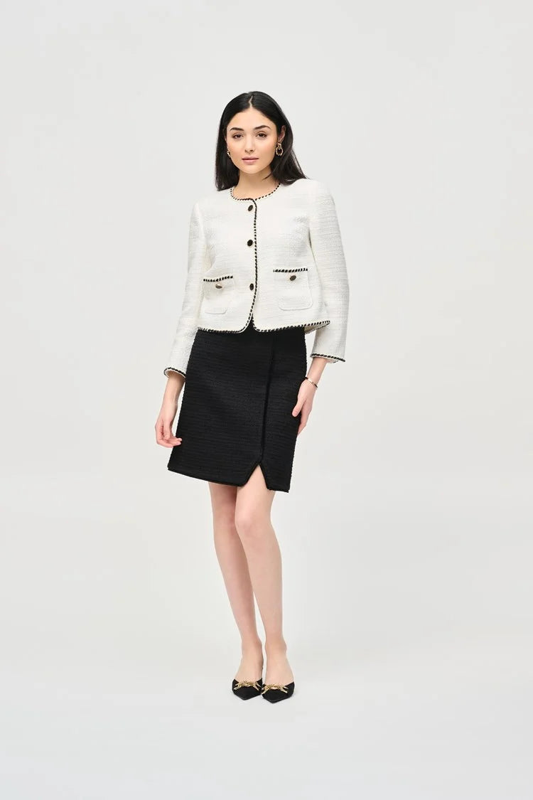 Contrast Trim Jacket - Winter White/black