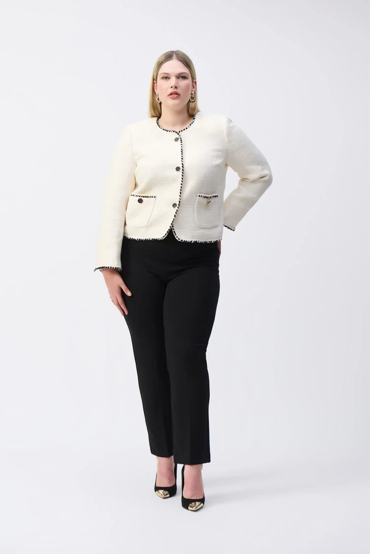 Contrast Trim Jacket - Winter White/black