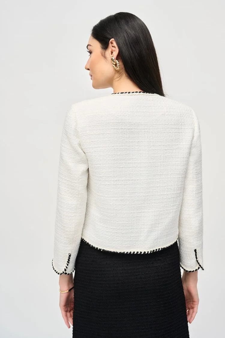 Contrast Trim Jacket - Winter White/black