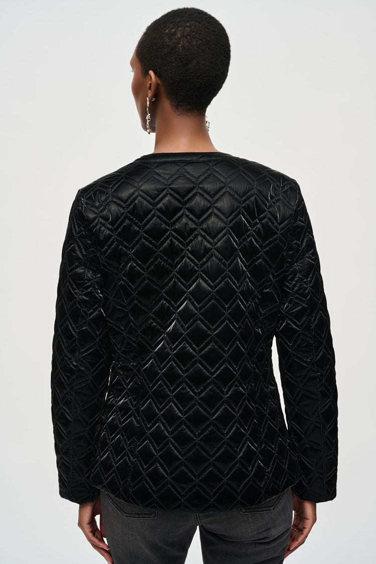 Quilted Puffer Coat - Black