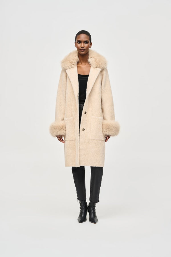 Faux Fur Sweater Coat - Champagne