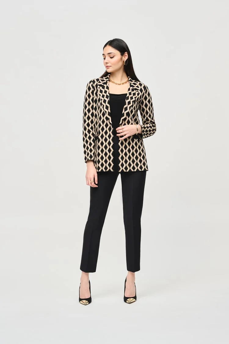 Geometric Print Blazer - Black/gold