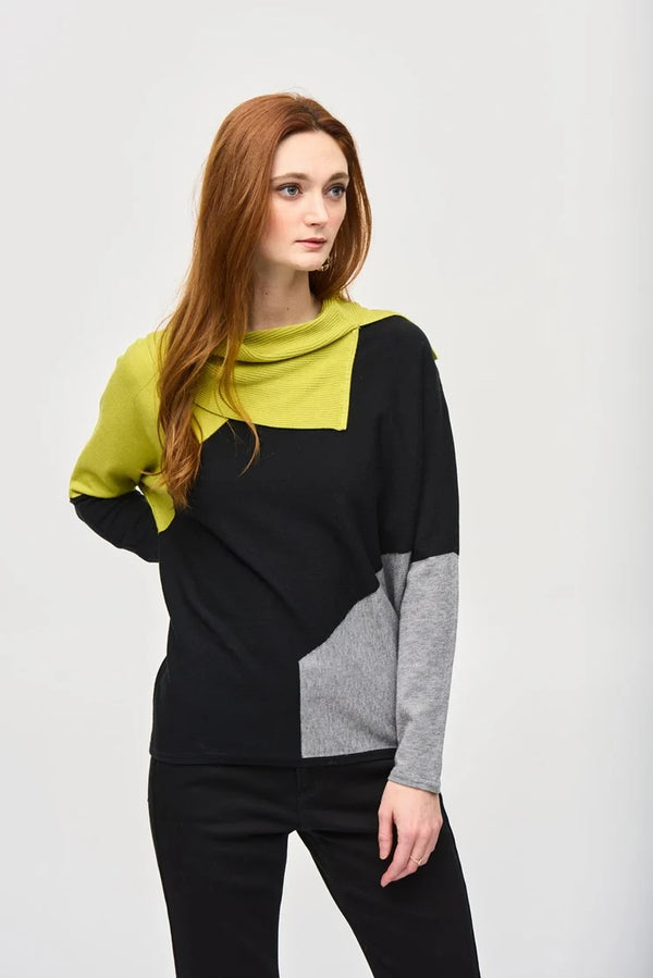 Jacquard Sweater Top - Wasabi/black/grey Melange