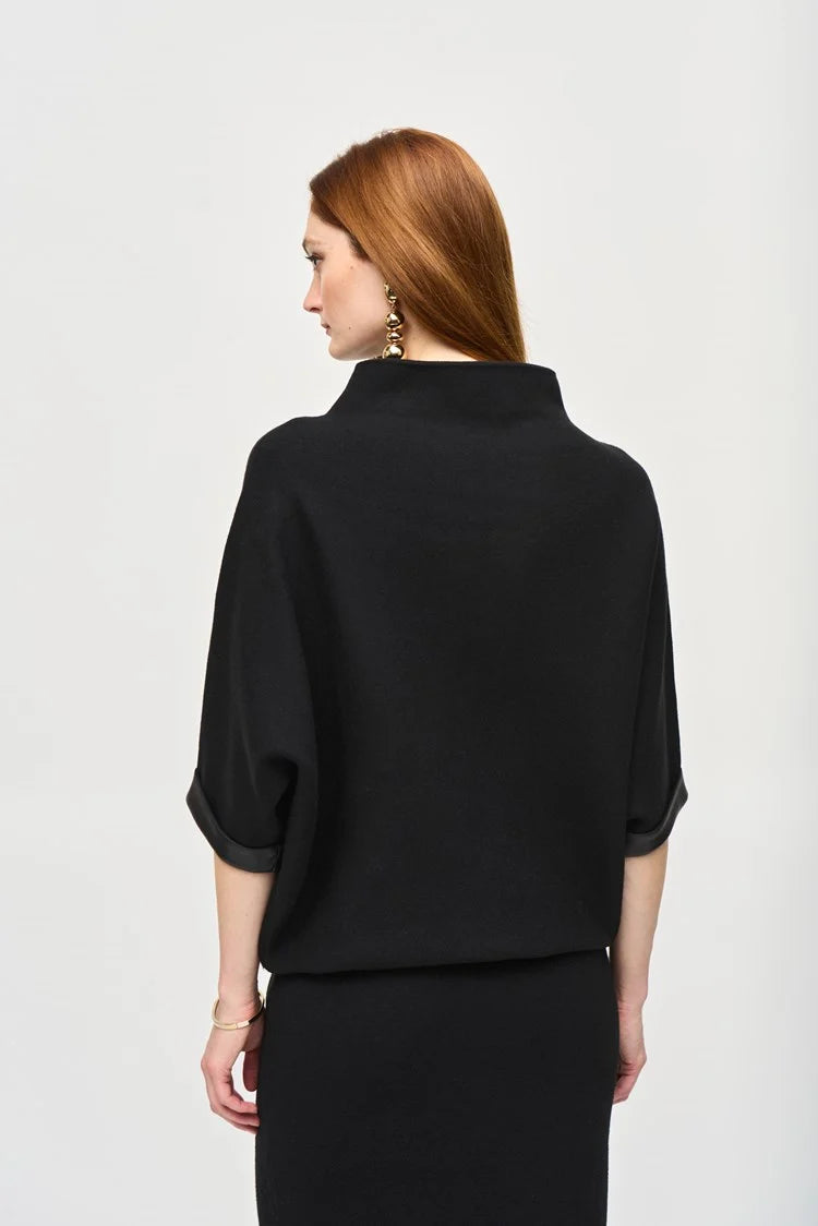 Knit Funnel Neck Top - Black