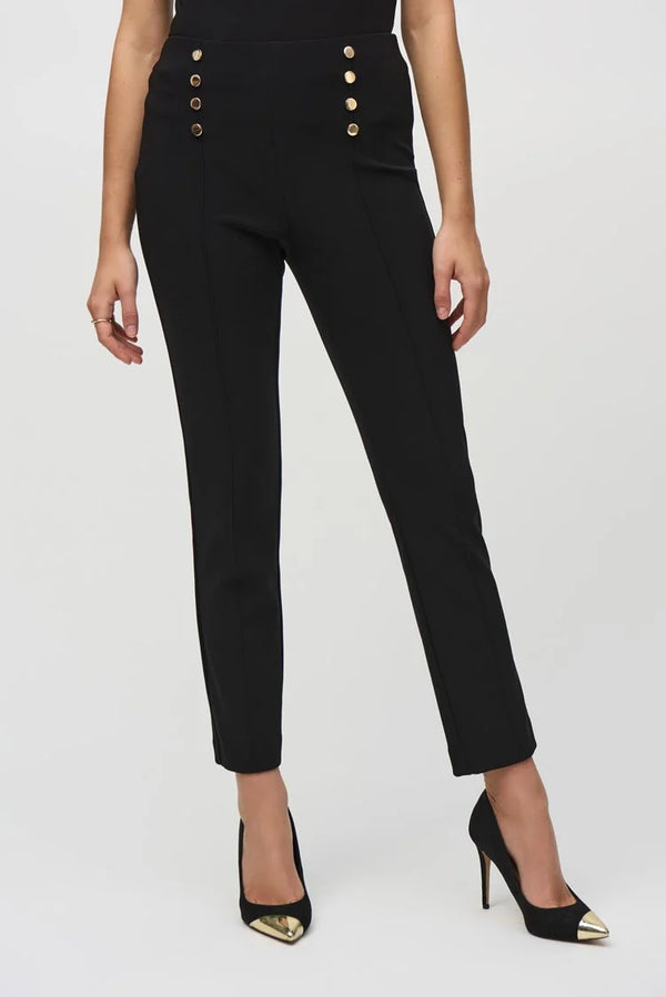 Slim Fit Pull-On Trousers - Black