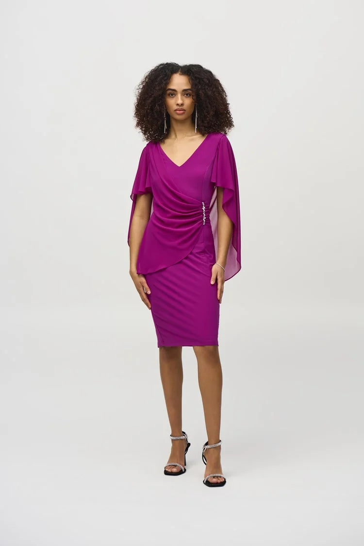 Knit Chiffon Sheath Dress - Empress