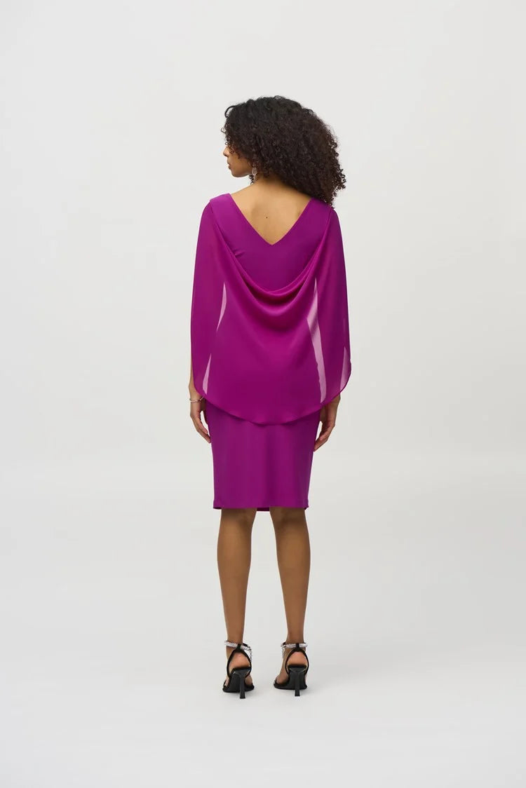 Knit Chiffon Sheath Dress - Empress