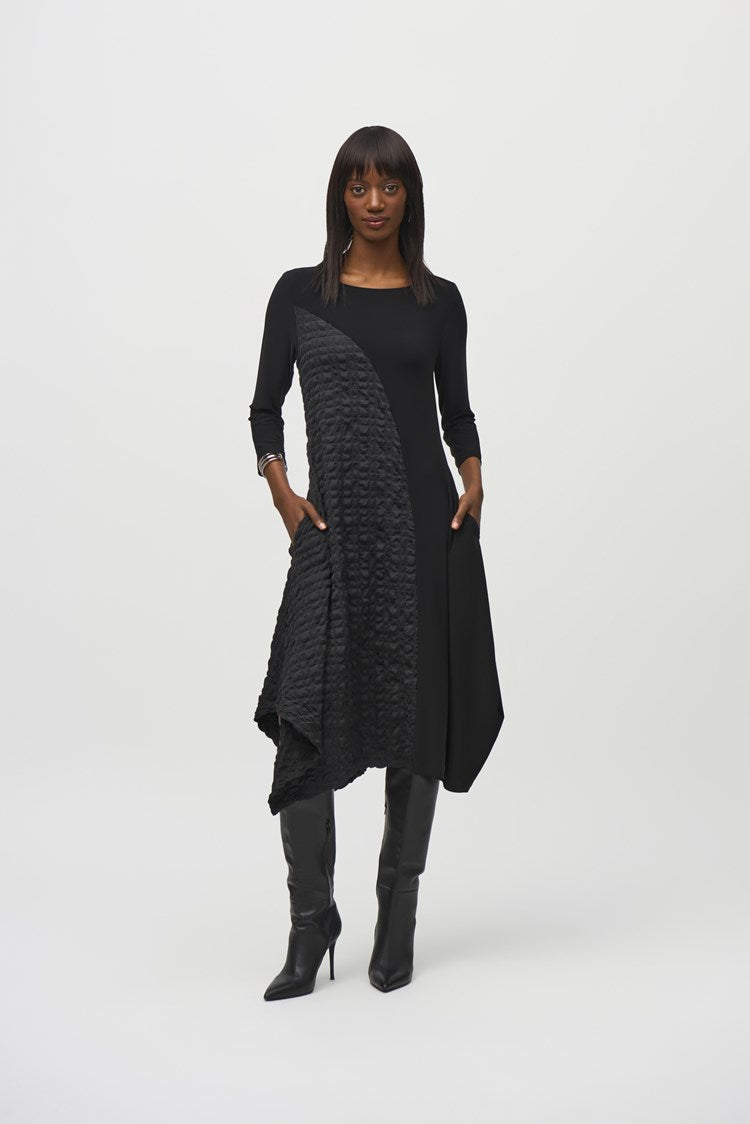 Knit And Jacquard Dress - Black