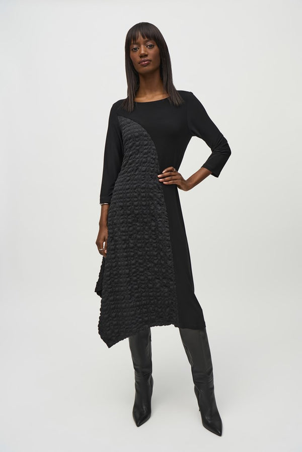 Knit And Jacquard Dress - Black