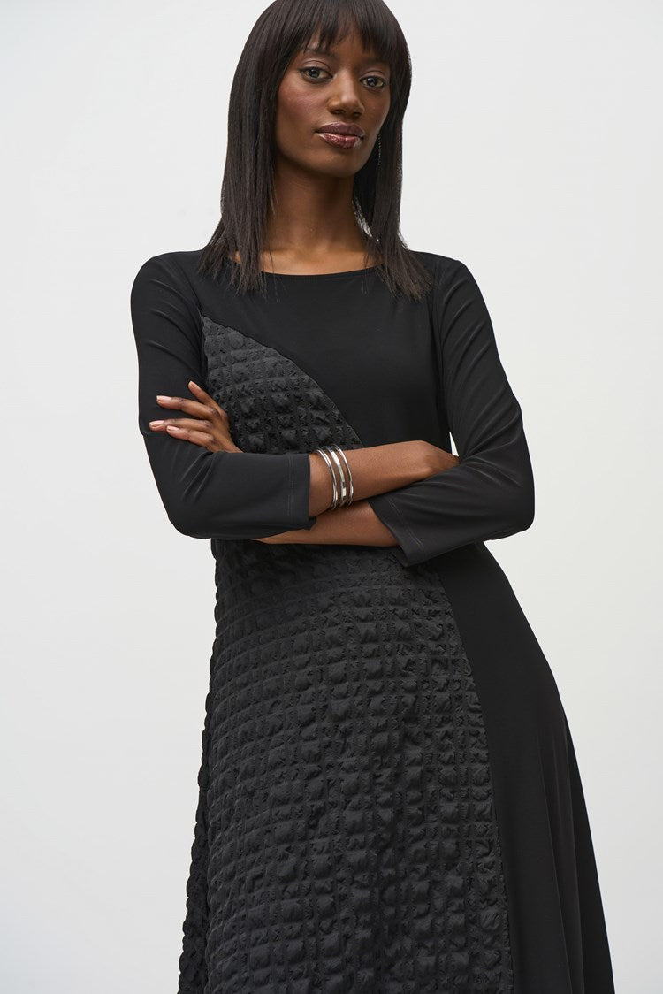 Knit And Jacquard Dress - Black