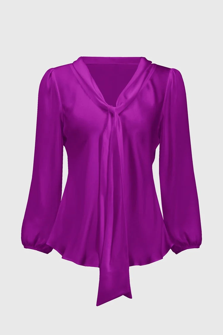 BowTie Neckline Satin Top - Empress