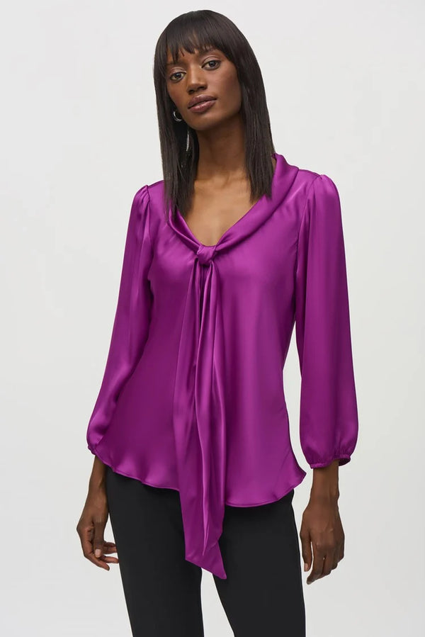 BowTie Neckline Satin Top - Empress