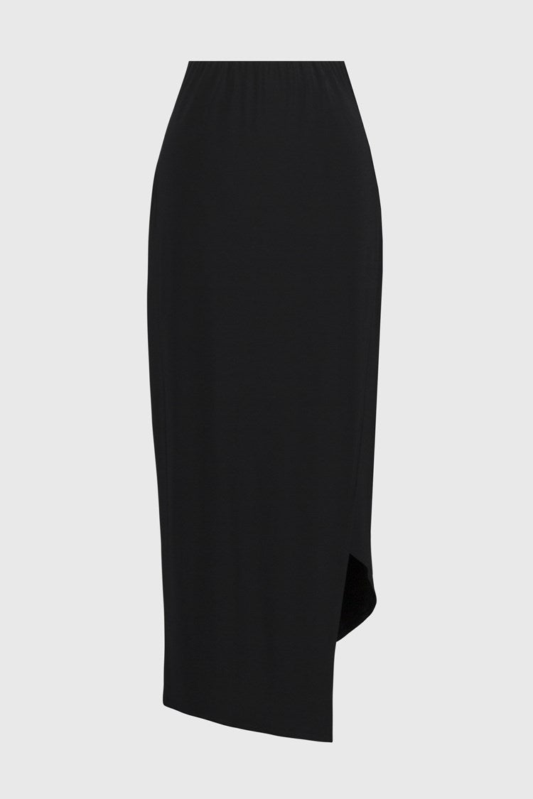 Asymmetrical Pullon Skirt - Black