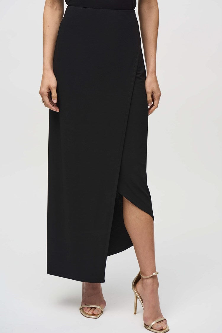 Asymmetrical Pullon Skirt - Black