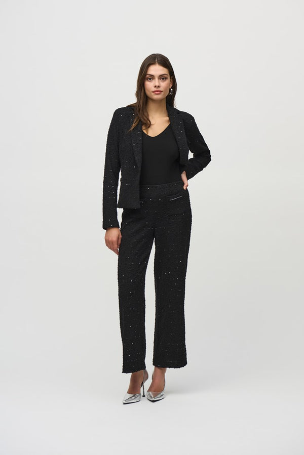 Sequins Wide-Leg Trousers - Black