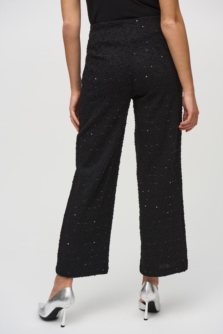 Sequins Wide-Leg Trousers - Black