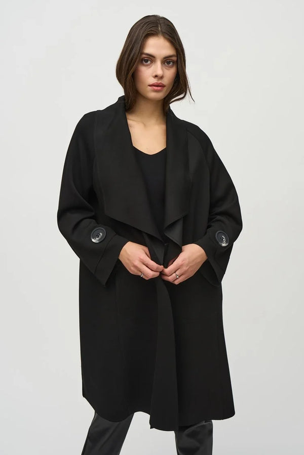 Scuba Shawl Collar Coat - Black