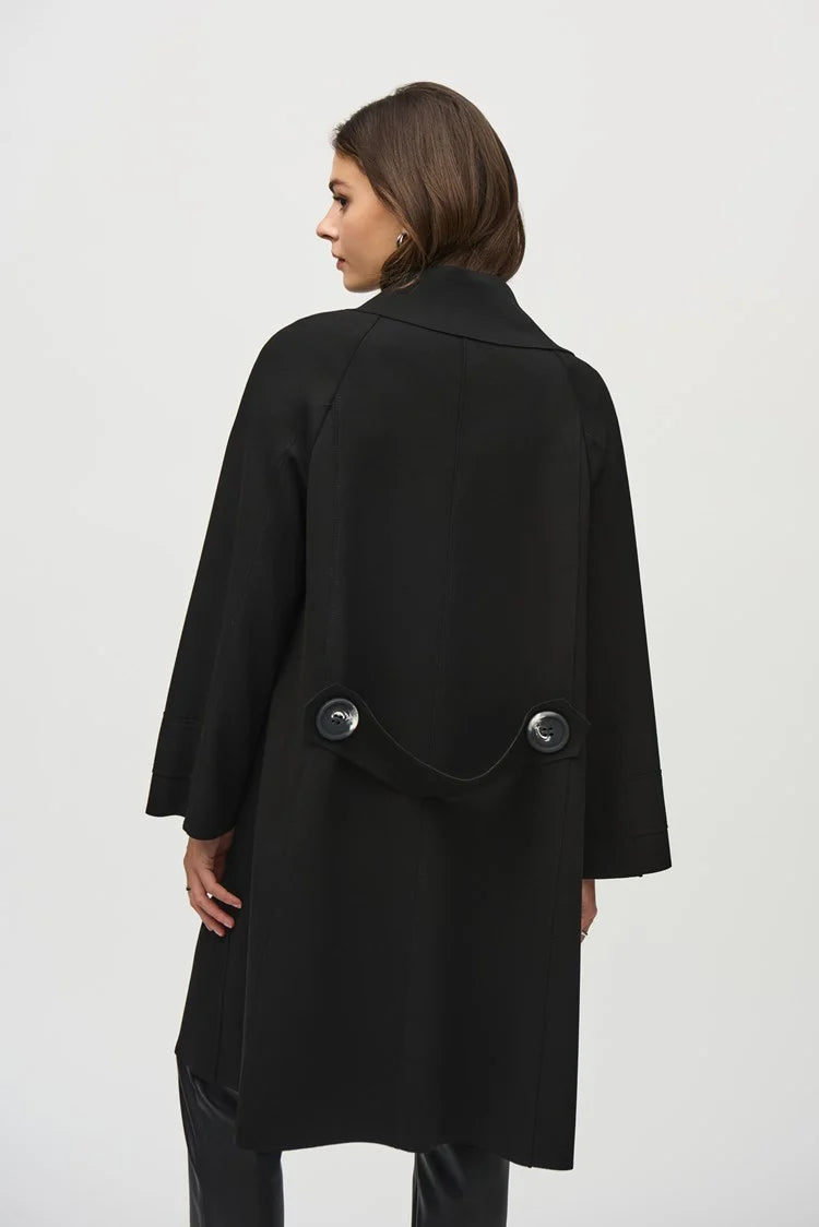 Scuba Shawl Collar Coat - Black