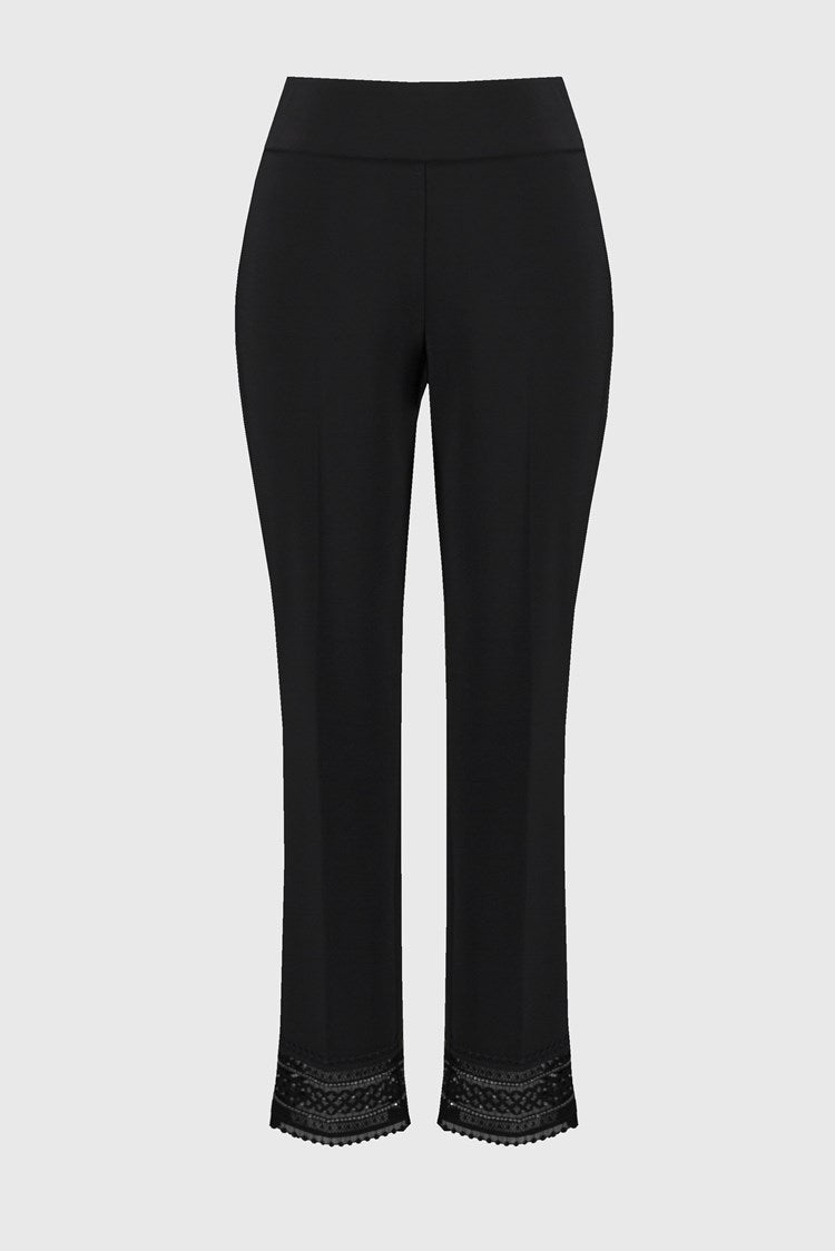 Lace Straight Trousers - Black