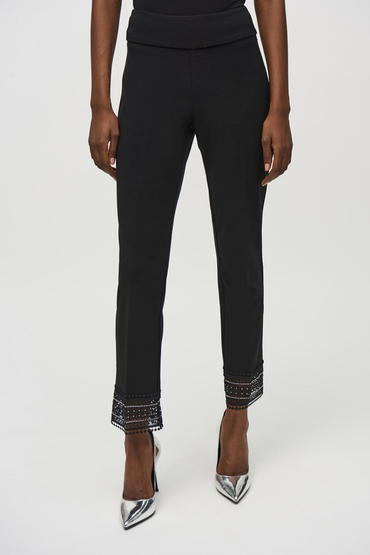 Lace Straight Trousers - Black