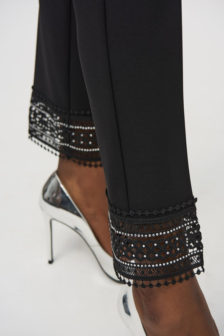 Lace Straight Trousers - Black