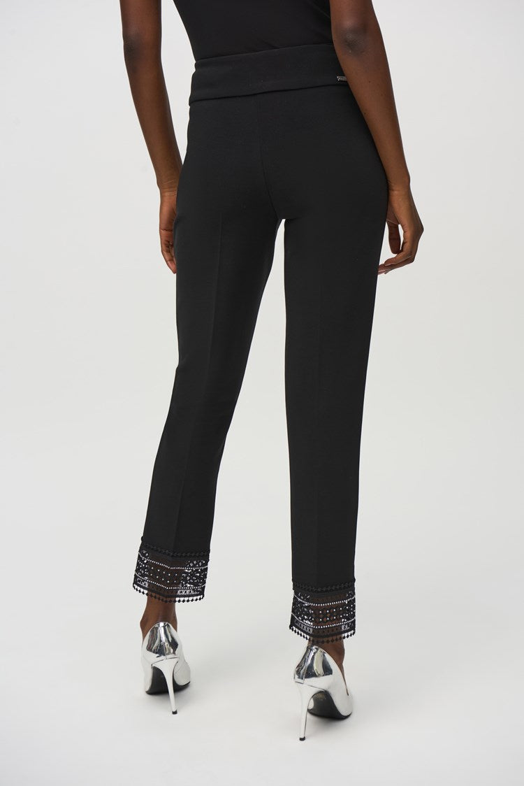 Lace Straight Trousers - Black