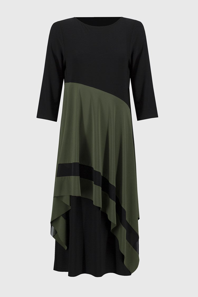 Colour Block Dress - Black/iguana