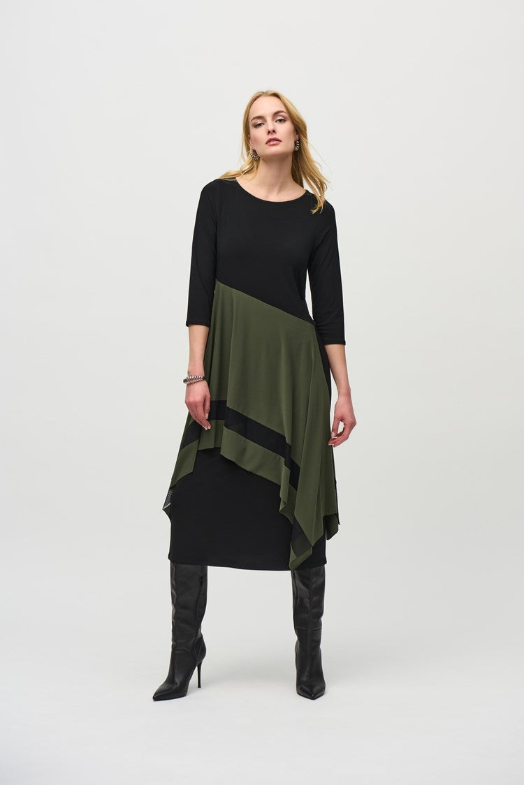 Colour Block Dress - Black/iguana