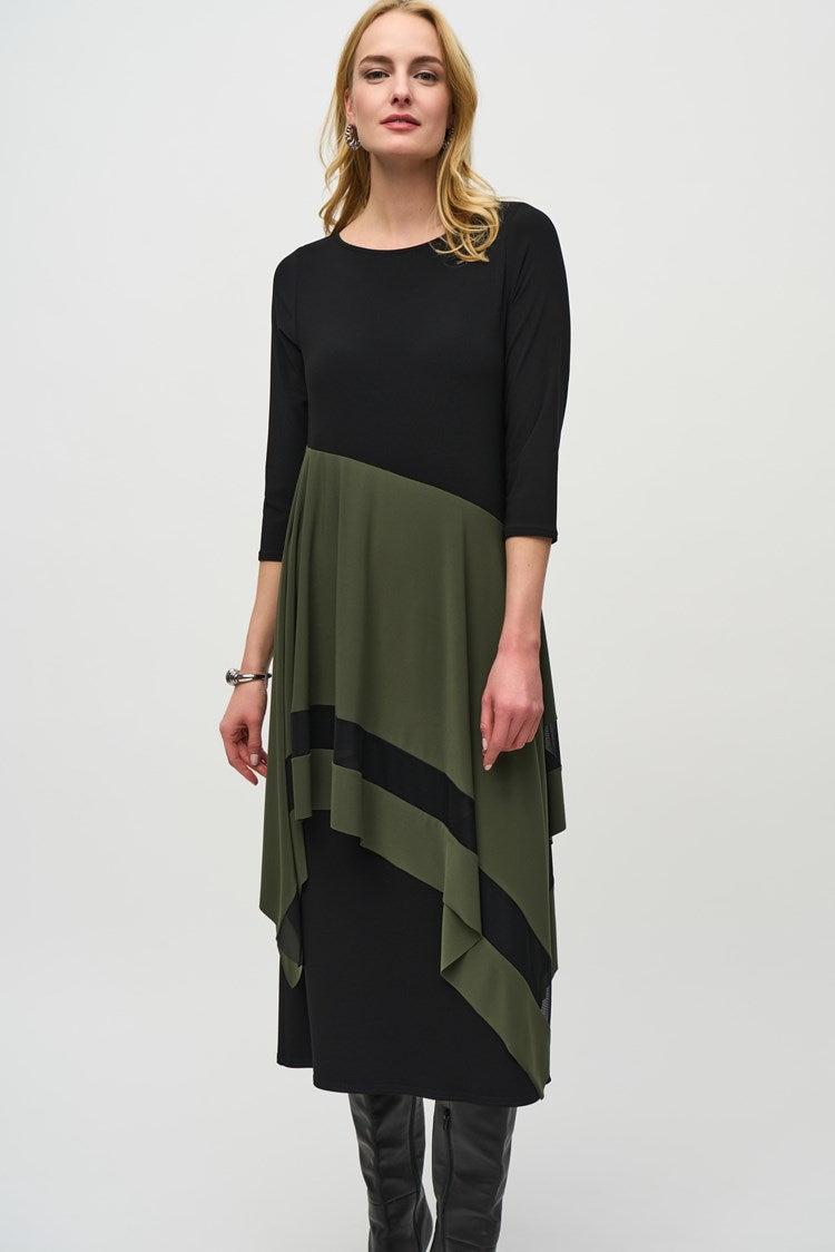 Colour Block Dress - Black/iguana