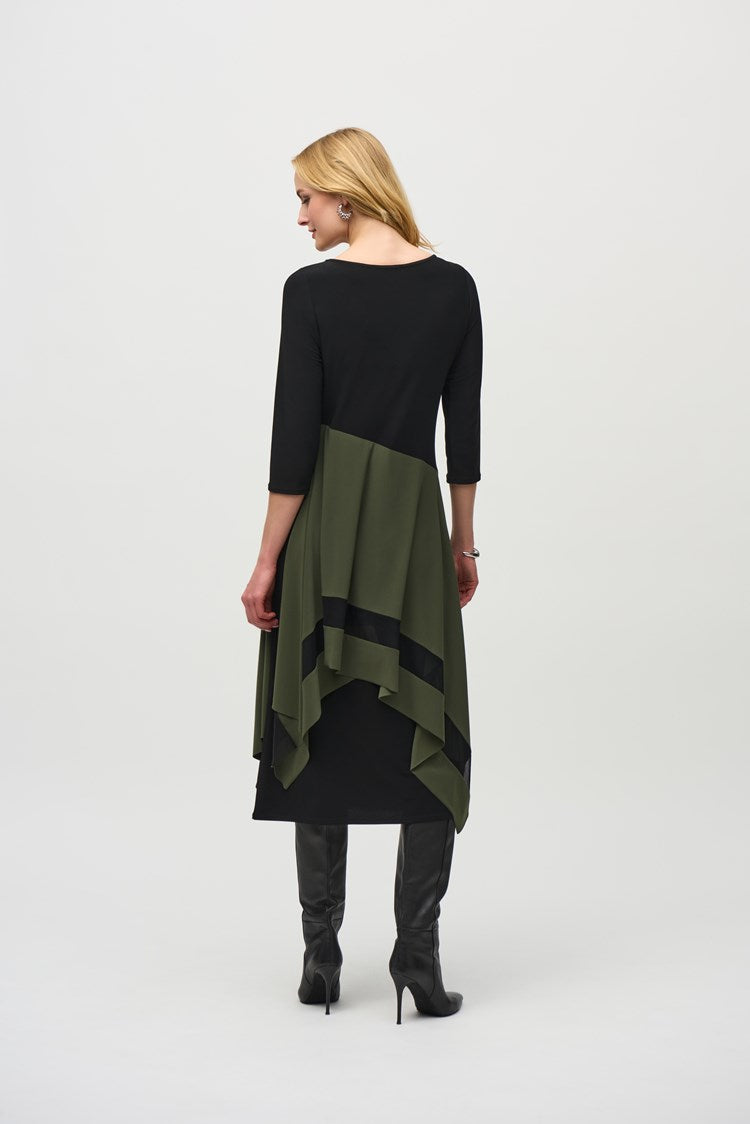 Colour Block Dress - Black/iguana