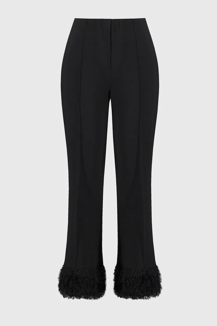 Novelty Flared Trousers - Black