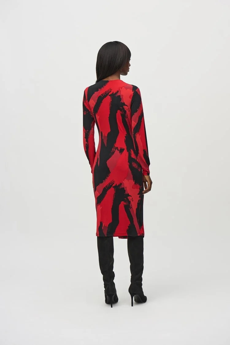 Abstract Print Wrap Dress - Black/multi