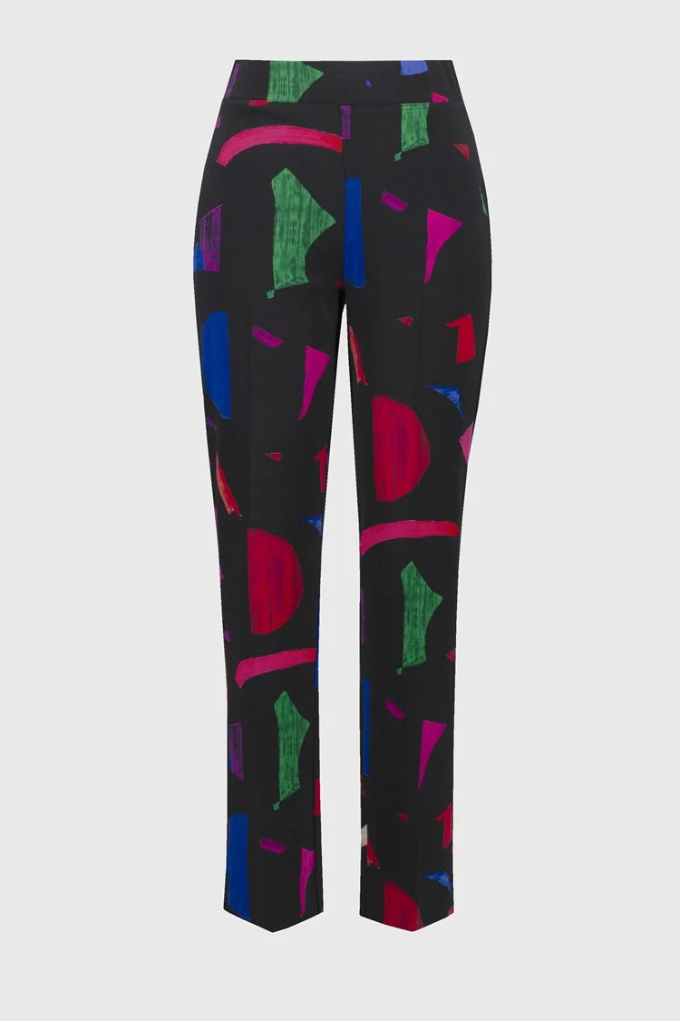 Abstract Straight Trouser - Black/multi