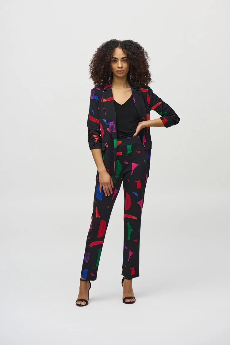 Abstract Straight Trouser - Black/multi