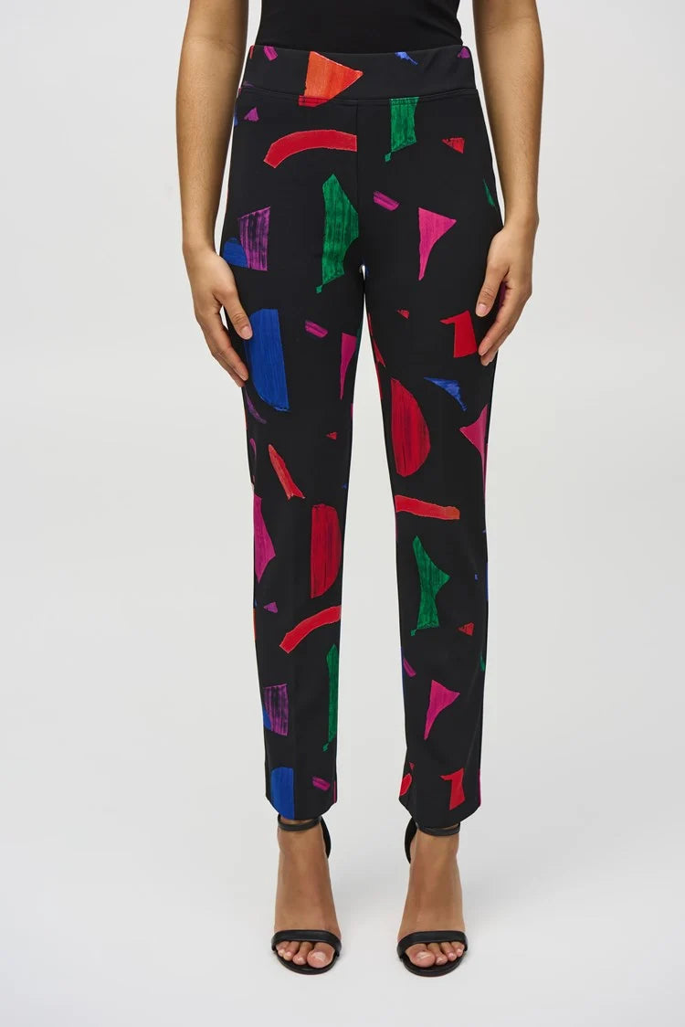 Abstract Straight Trouser - Black/multi