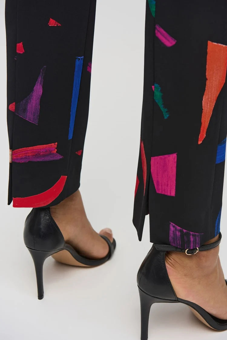 Abstract Straight Trouser - Black/multi