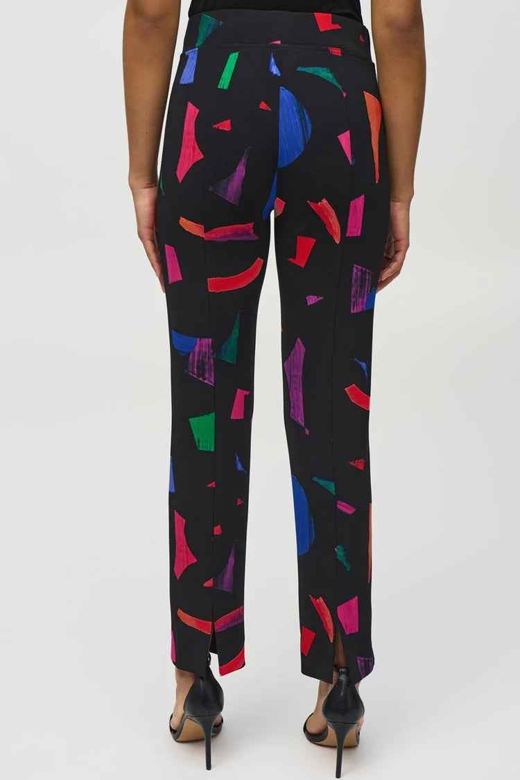 Abstract Straight Trouser - Black/multi