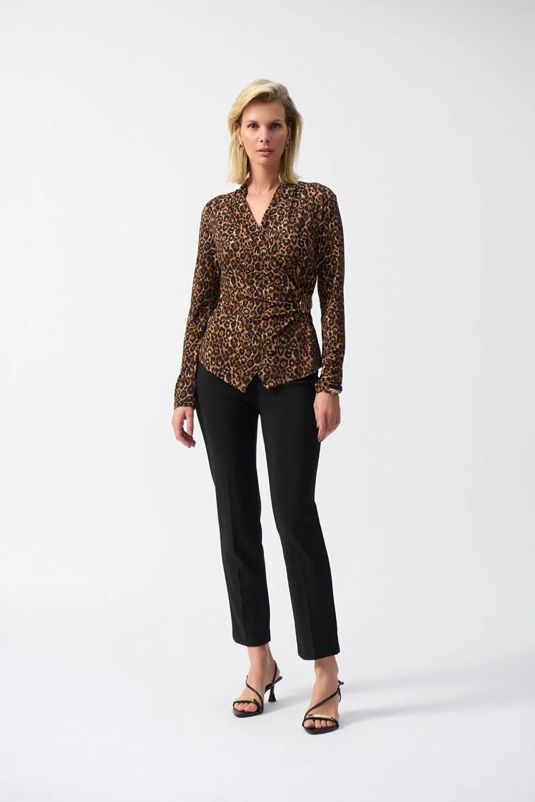 Animal Print Fitted Top - Beige/black