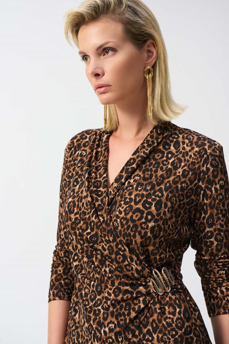 Animal Print Fitted Top - Beige/black