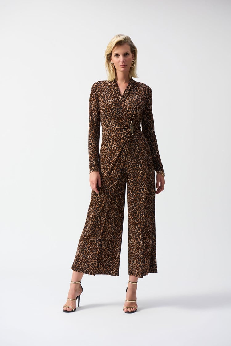 Animal Print Culotte Jump - Beige/black