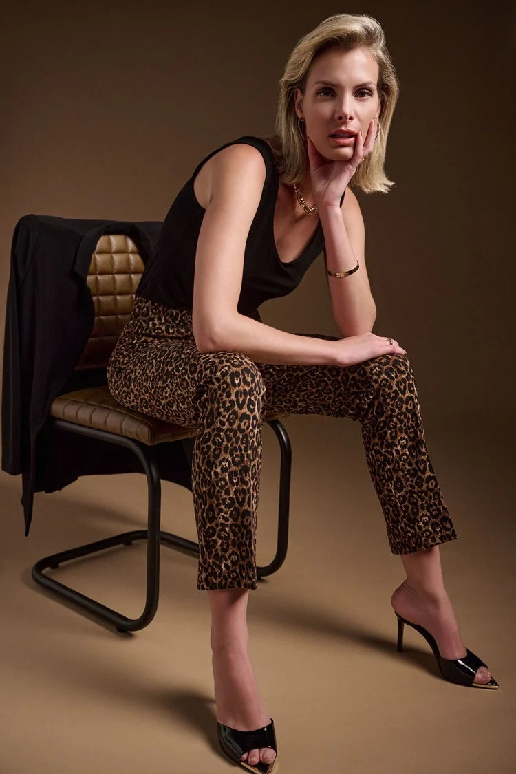 Animal Print Trousers - Beige/black