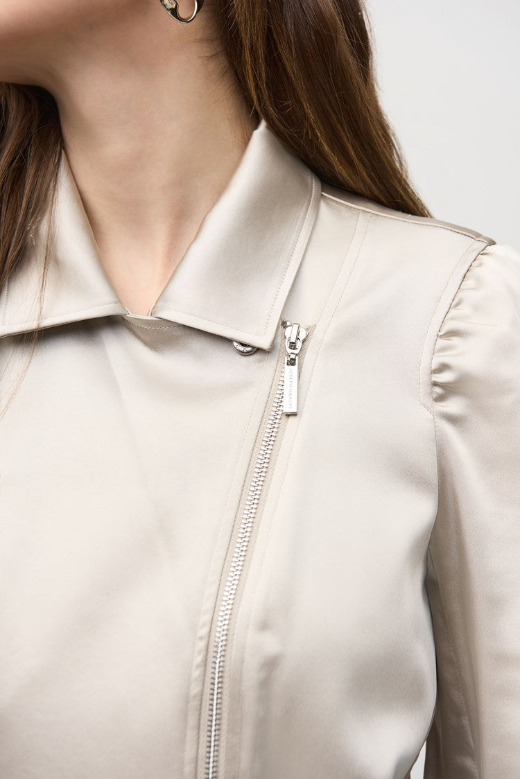 Satin Moto Jacket - Moonstone